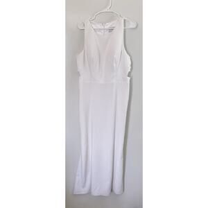 Theia White Sleeveless Cutout Back Maxi Dress Size 10 Wedding Formal Gown